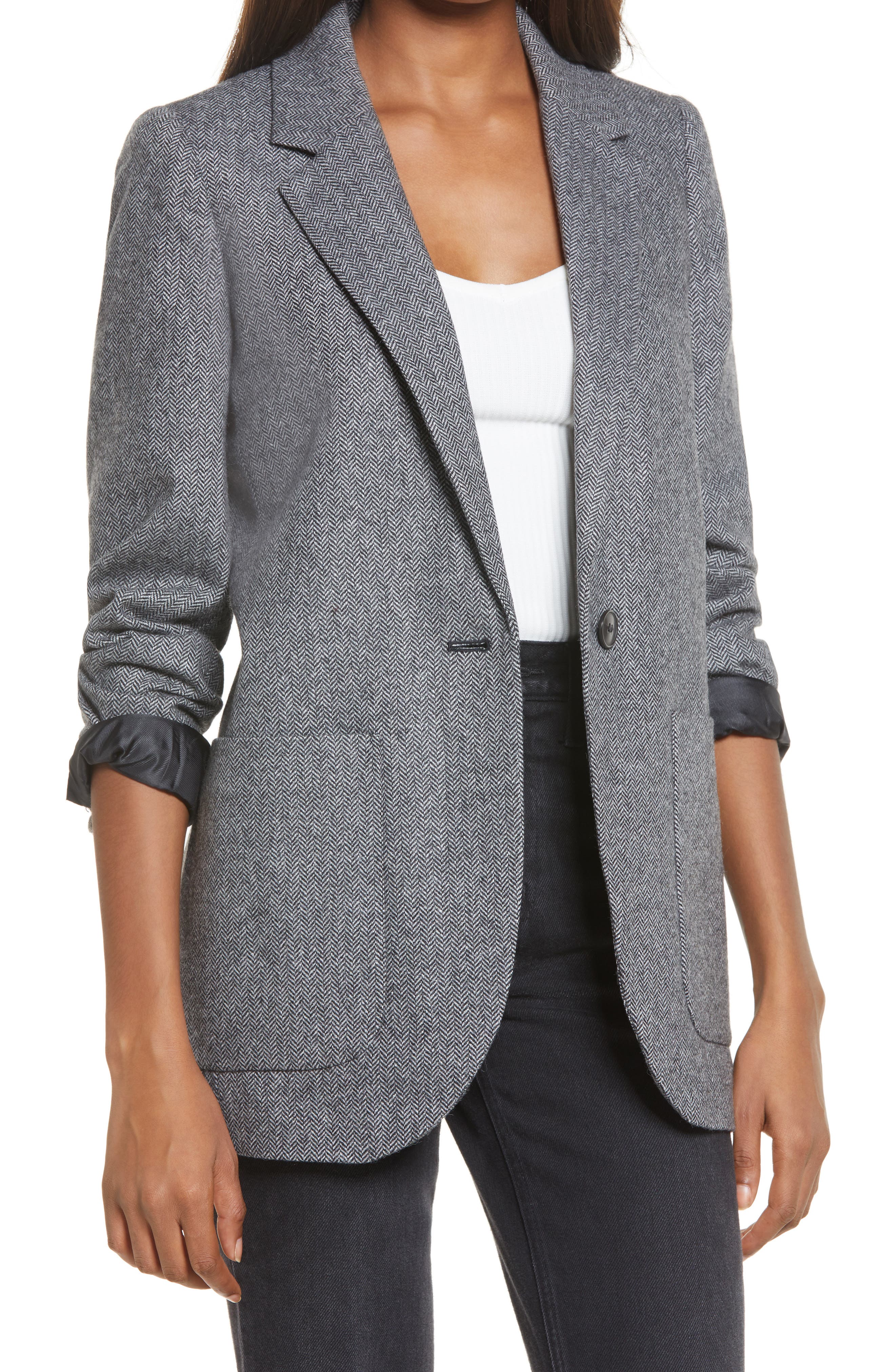 The Anvil Gray Shirt Jacket Herringbone